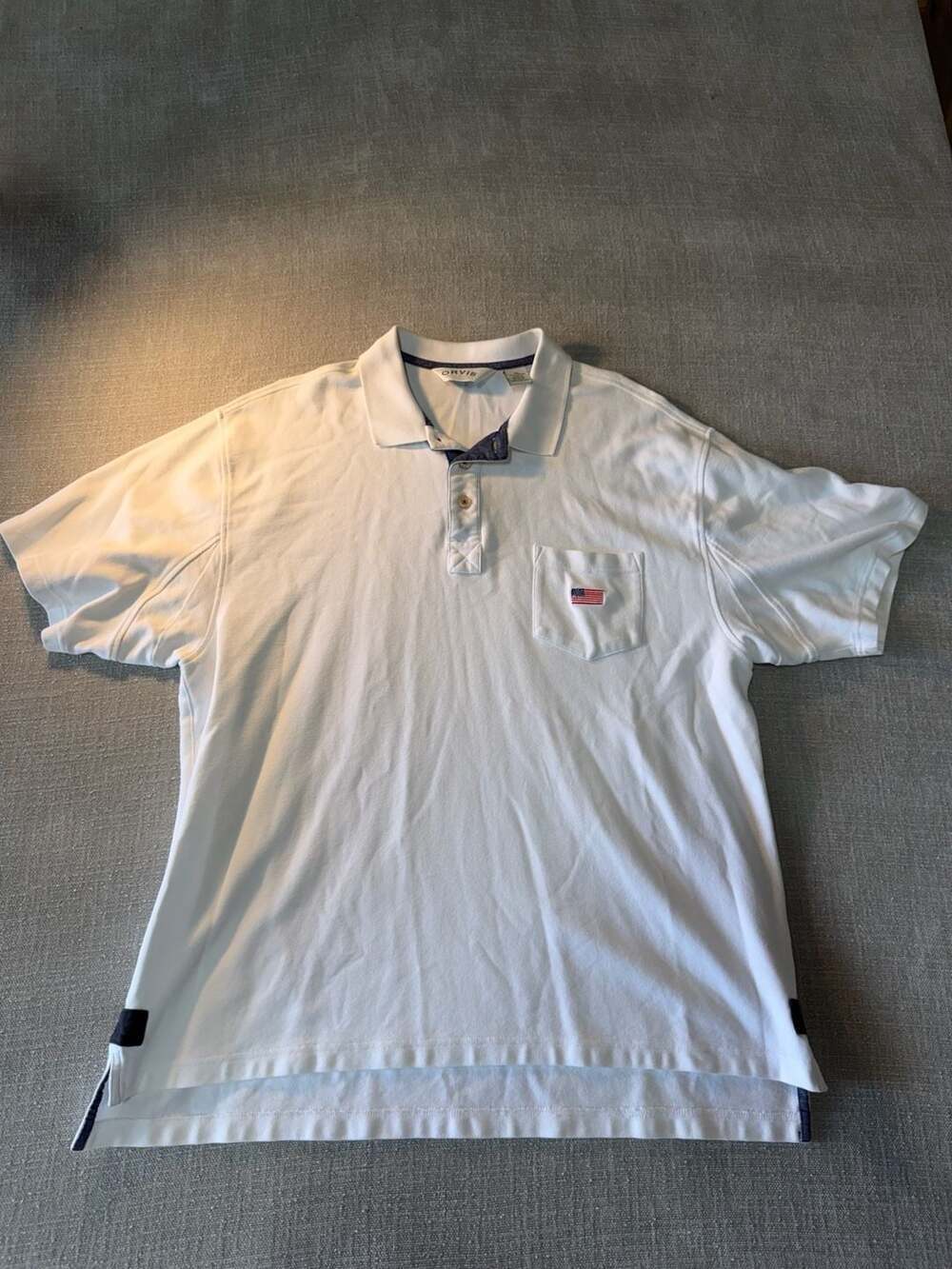 Orvis Sporting Traditions USA Flag Embroidered Polo Shirt